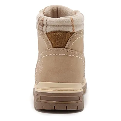 ANJOUFEMME Work Hiking Boots for Women Waterproof - Womens Outdoor Ankle Boots Lightweight Snow Winter Boots for Walking Backpacking FNW110-FNW08-KHAKI-6