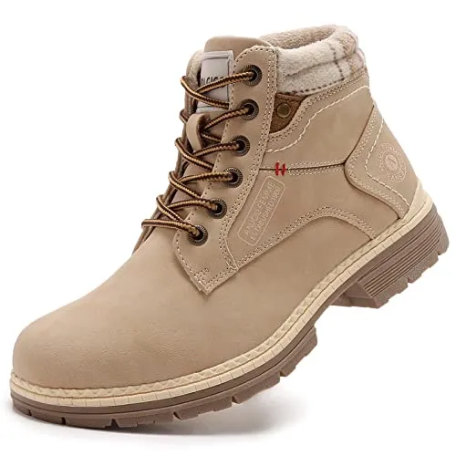 ANJOUFEMME Work Hiking Boots for Women Waterproof - Womens Outdoor Ankle Boots Lightweight Snow Winter Boots for Walking Backpacking FNW110-FNW08-KHAKI-6