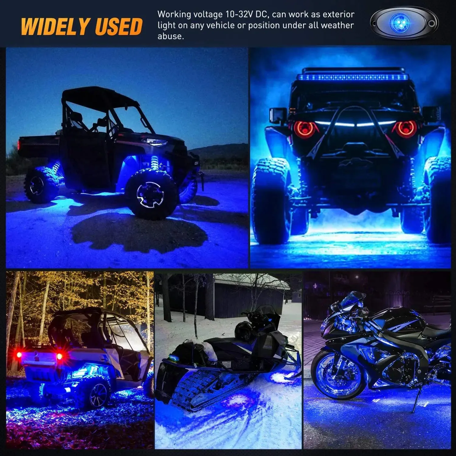 Blue LED Rock Lights (6 Pcs)