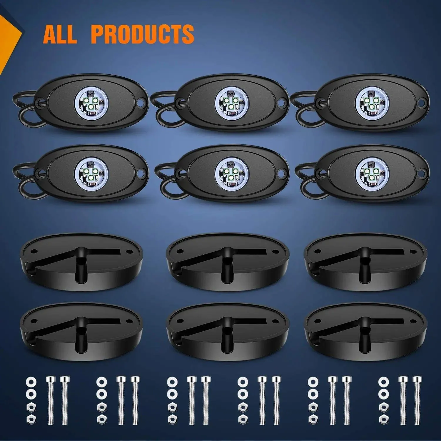 Blue LED Rock Lights (6 Pcs)