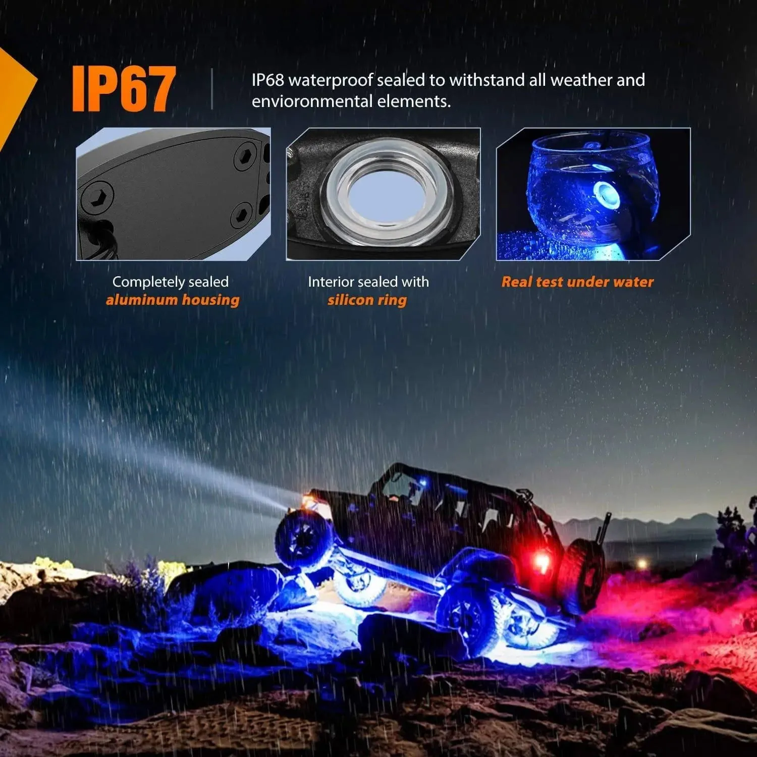 Blue LED Rock Lights (6 Pcs)