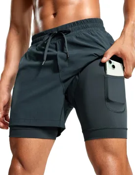 CRZ YOGA 2 in 1 Mens Athletic Shorts 5'' with Liner Quick Dry Lightweight for Running Sports Gym with Pockets