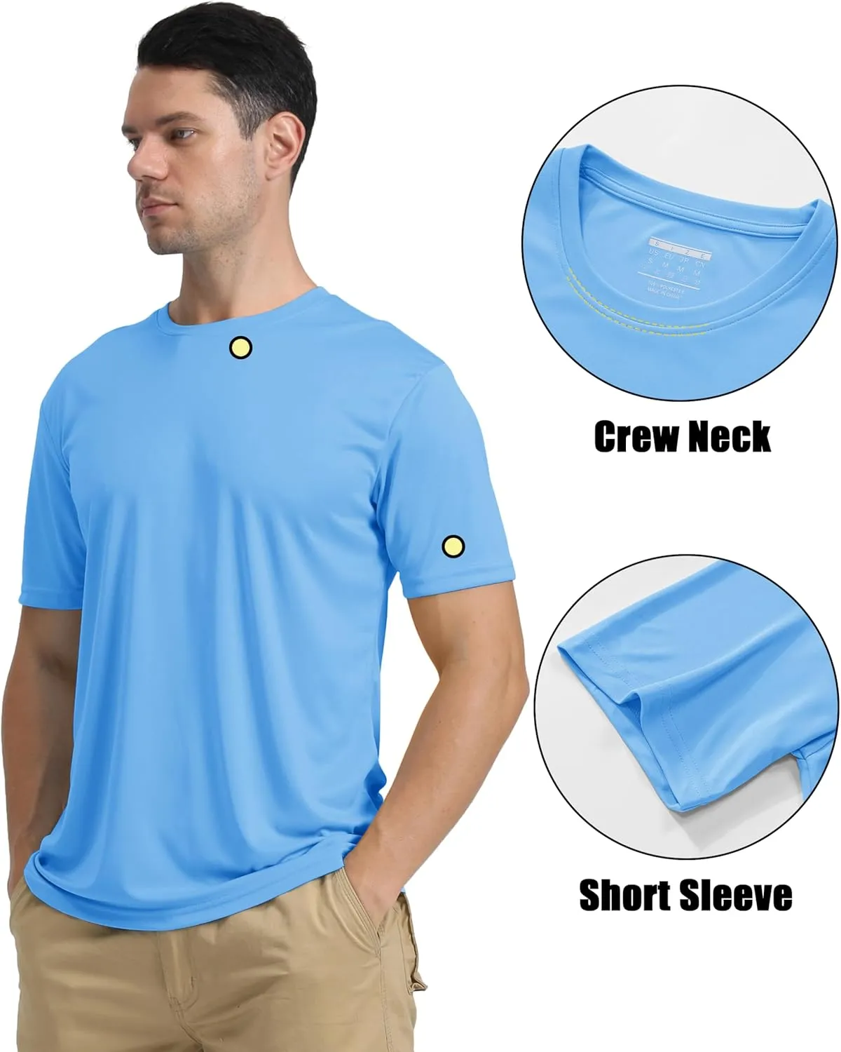 KEFITEVD Men's Short Sleeve UPF 50  Sun Protection Shirts Quick Dry Rashguard Swim Shirt SPF Workout Fishing Athletic T-Shirt