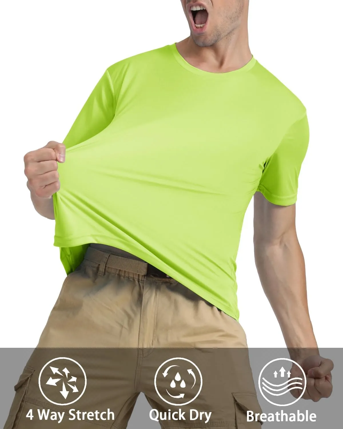 KEFITEVD Men's Short Sleeve UPF 50  Sun Protection Shirts Quick Dry Rashguard Swim Shirt SPF Workout Fishing Athletic T-Shirt