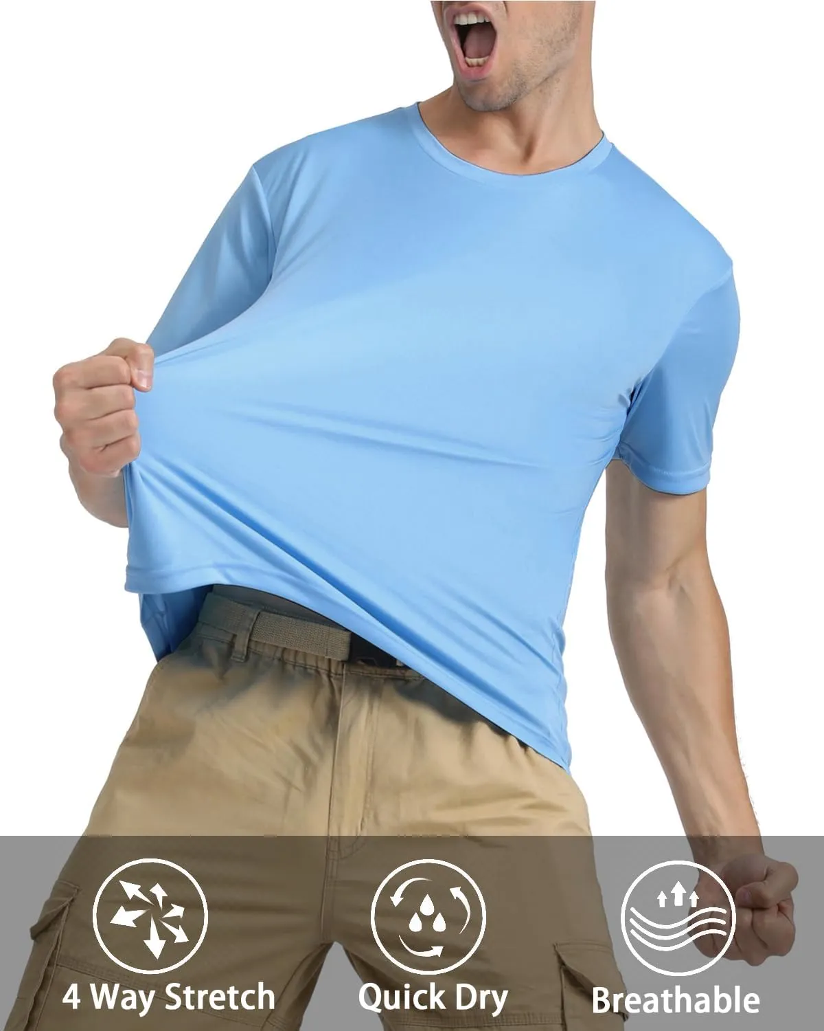 KEFITEVD Men's Short Sleeve UPF 50  Sun Protection Shirts Quick Dry Rashguard Swim Shirt SPF Workout Fishing Athletic T-Shirt