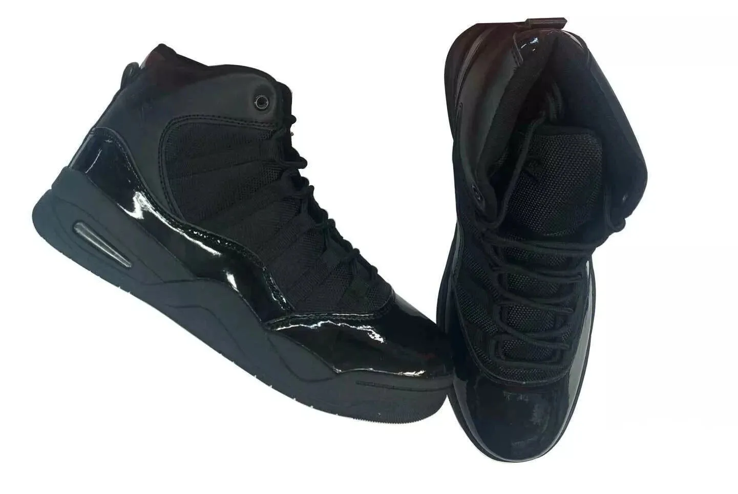 Men's Black High-Top Basketball Shoes Outdoor Sneakers Sports Boots Tennis Shoes