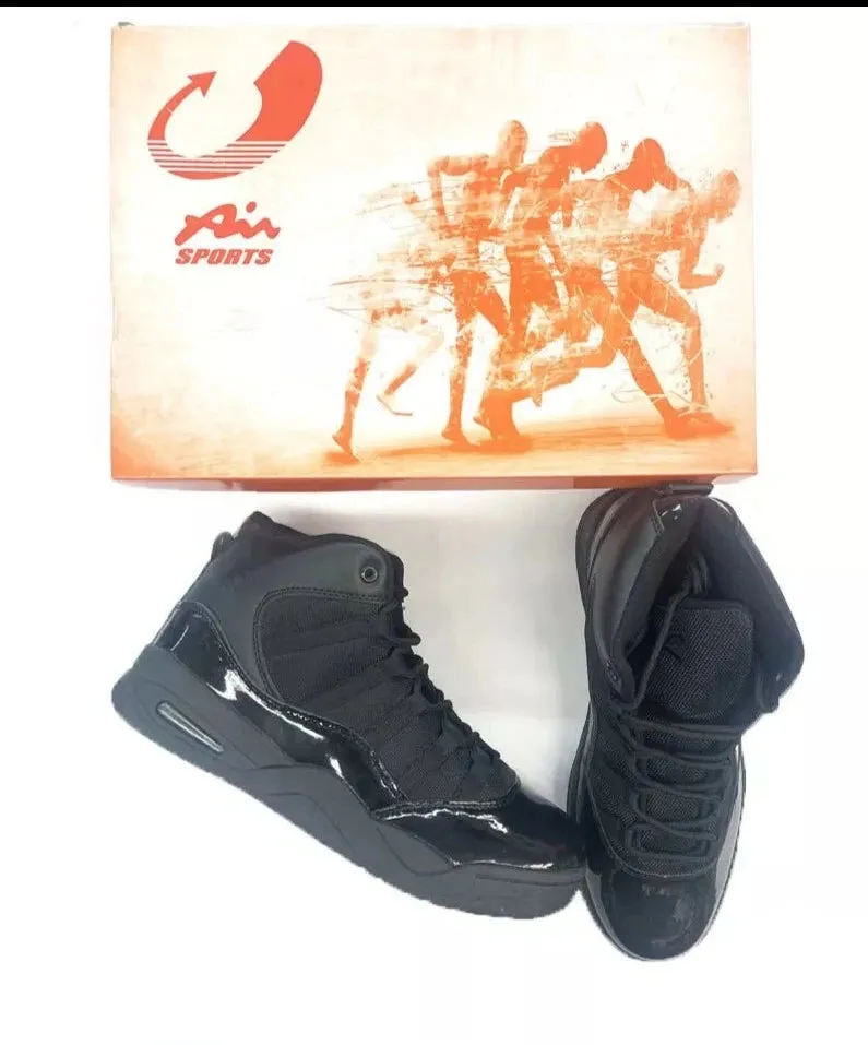 Men's Black High-Top Basketball Shoes Outdoor Sneakers Sports Boots Tennis Shoes