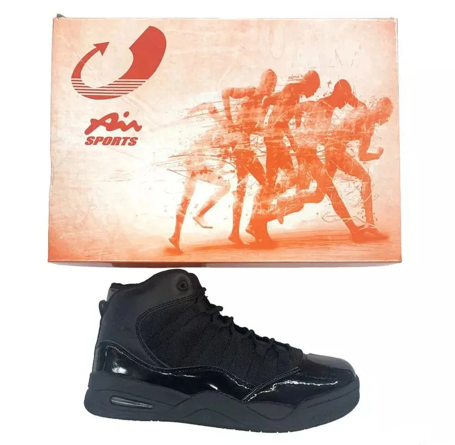 Men's Black High-Top Basketball Shoes Outdoor Sneakers Sports Boots Tennis Shoes