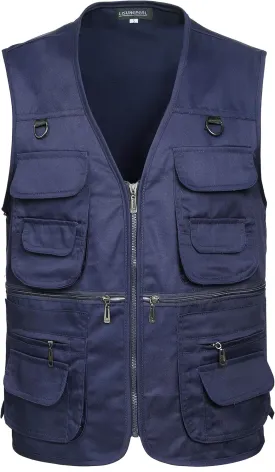 Men??s Fishing Vest Summer Outdoor Work Safari Travel Photo Vest with Multi Pockets