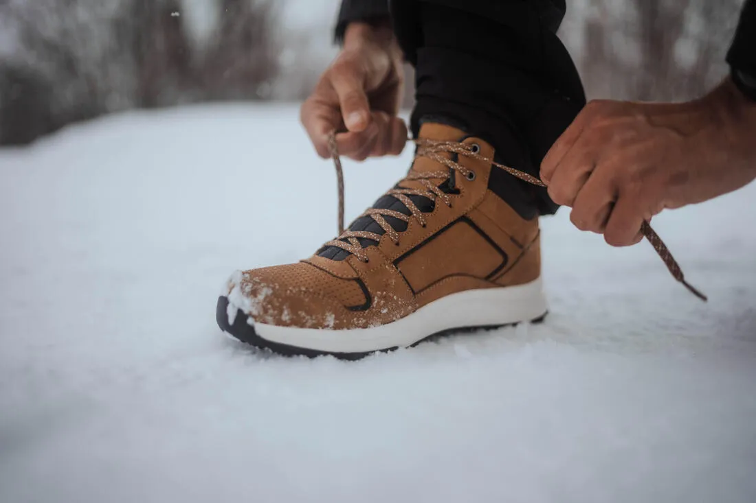 Men’s warm and waterproof leather hiking boots - SH500 MID