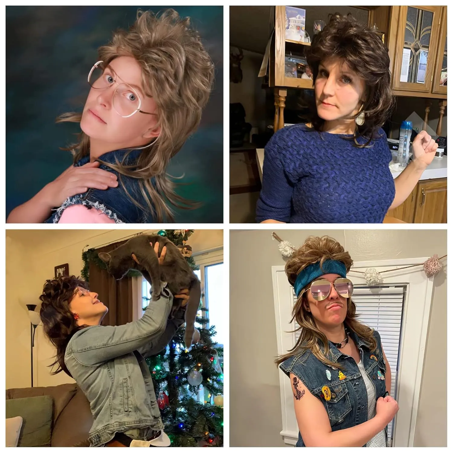 Mullet Wigs for Men Joe Dirt Emo Wig 70s 80s and 90s Costumes Fancy Party Accessory Cosplay Wig Halloween Man x (Black)