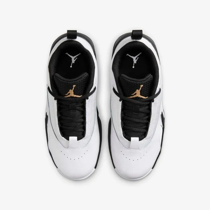 Nike Kid's Jordan Max Aura 6 Shoes - White / Black / Metallic Gold