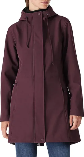 Outdoor Ventures Women's Lightweight Waterproof Fleece Lined Hooded Softshell Rain Jacket, Warm Windbreaker Long Coat