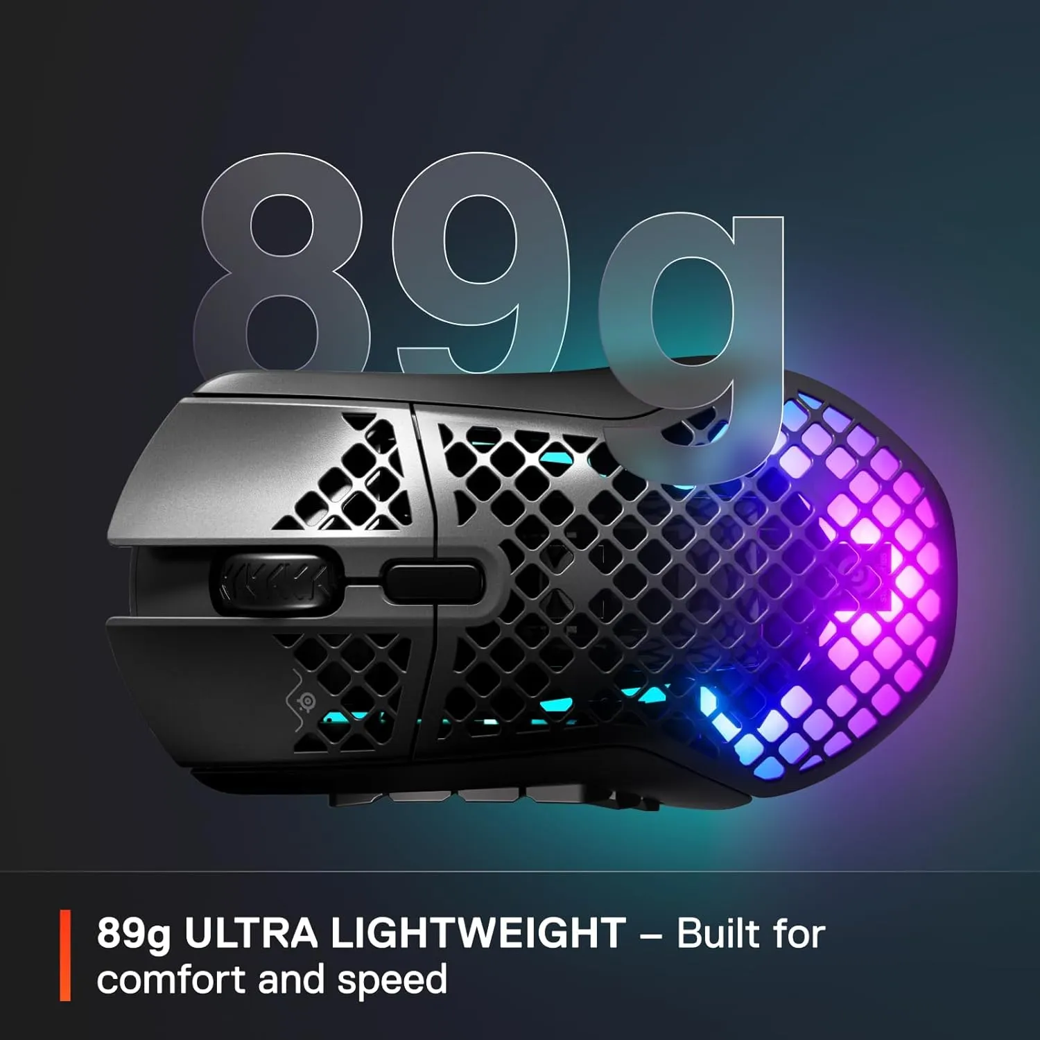 SteelSeries Aerox 9 Wireless - Holey RGB Gaming Mouse - Ultra-lightweight Water Resistant Design - 18 Buttons  Bluetooth/2.4 GHz - 18K DPI TrueMove Air Optical Sensor