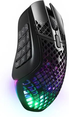 SteelSeries Aerox 9 Wireless - Holey RGB Gaming Mouse - Ultra-lightweight Water Resistant Design - 18 Buttons  Bluetooth/2.4 GHz - 18K DPI TrueMove Air Optical Sensor