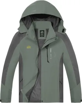 TEZO Mens Rain Jacket Waterproof with Hooded Hiking Coat Lightweight Windbreaker